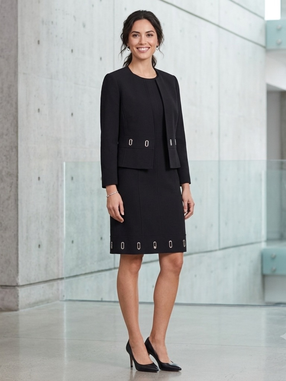 White House Black Market Women’s Size 2 Black Dress & Jacket 2-Piece Set